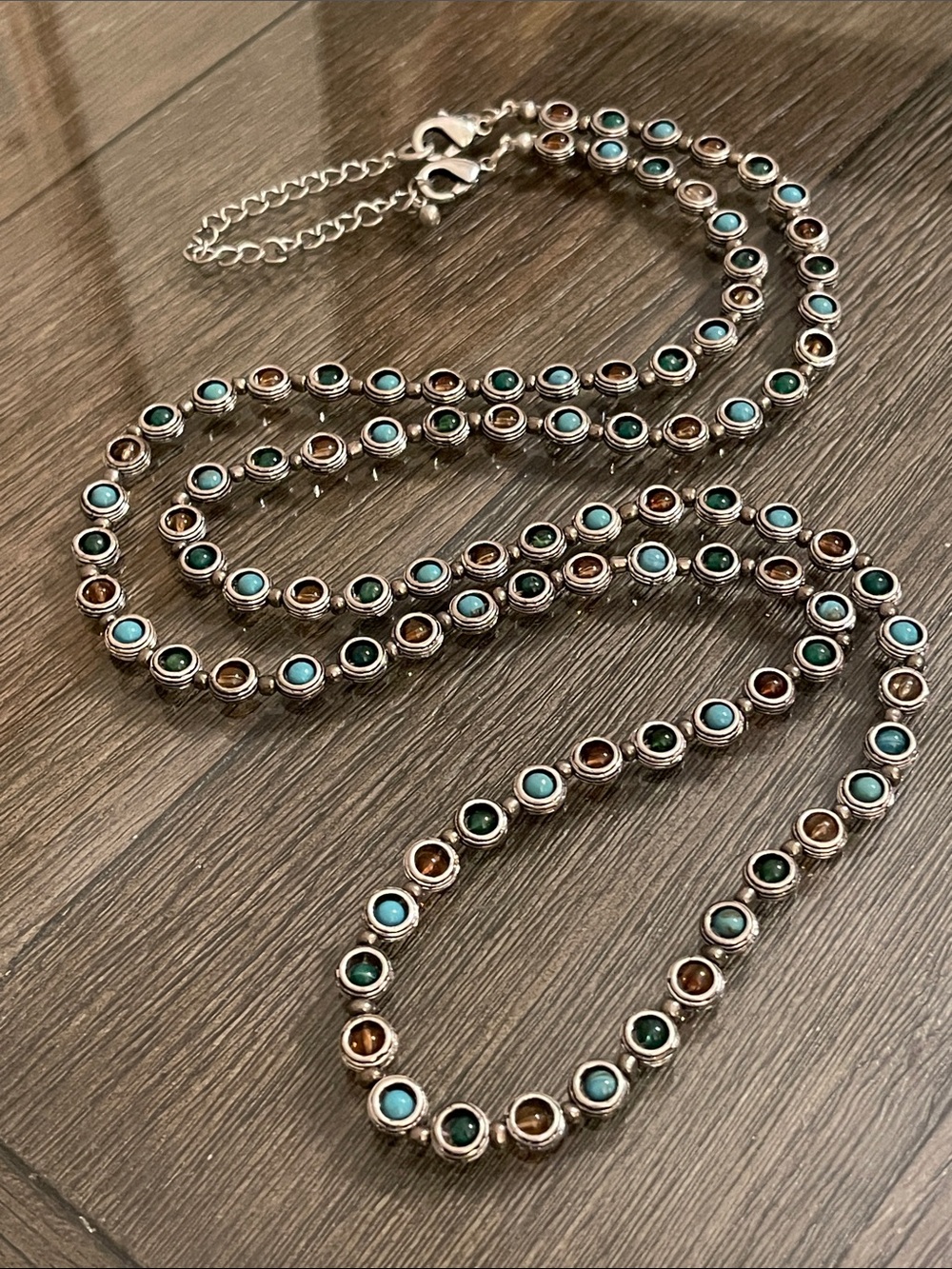 Premier Designs “Barbados” Necklace Antiqued Silver & Multicolored Beads